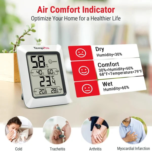 TempPro TP50 Digital Hygrometer indoor thermometer and humidity monitor
