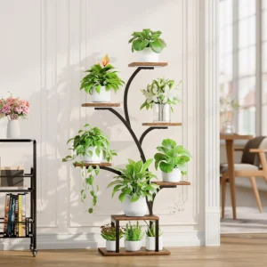 7-tier indoor plant stand with grow lights for home or patio