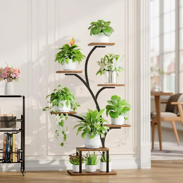 7-tier indoor plant stand with grow lights for home or patio