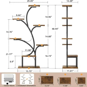 7-tier indoor plant stand with grow lights for home or patio