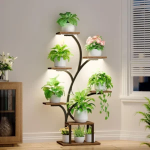 7-tier indoor plant stand with grow lights for home or patio