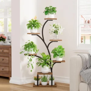 7-tier indoor plant stand with grow lights for home or patio