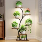 7-tier indoor plant stand with grow lights for home or patio