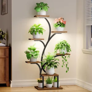 7-tier indoor plant stand with grow lights for home or patio