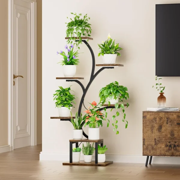 7-tier indoor plant stand with grow lights for home or patio