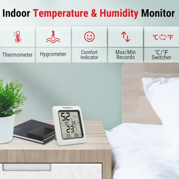 TempPro TP50 Digital Hygrometer indoor thermometer and humidity monitor