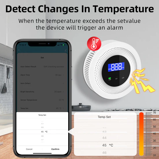 gas leak detector 24/7 monitoring smart sensor home safety device